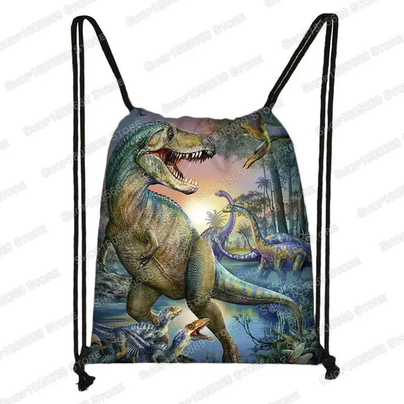 Ancient Animal Dinosaur Backpack Women Men Travel Bag Teenager Boys Girls Bookbag Children Canvas Drawstring Bag Kids Gift Petoria Store
