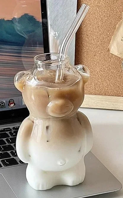 Cartoon Bär Keramiktasse mit Strohhalm Premium.....