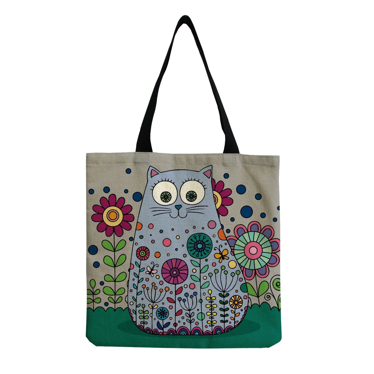 Cartoon Cute Dinosaur Printed Tote Linen Personality Girl Shoulder Bag Large Capacity Travel Storage Packs Women Shopping Bag Petoria Store