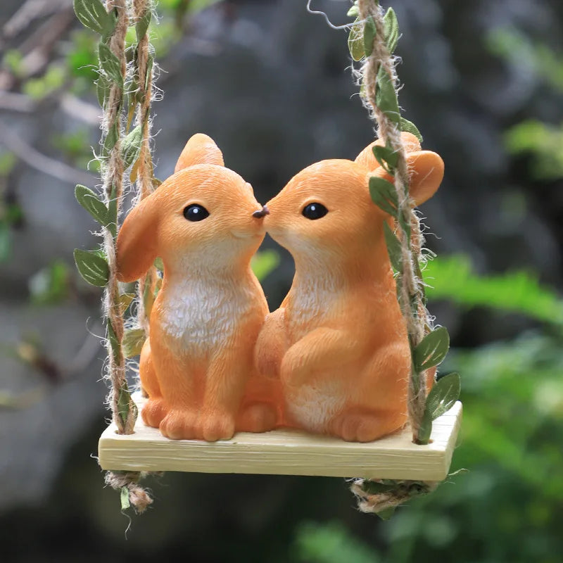 Garden Animal Pendant Cute Parent-child Resin Hanging Piece Horticulture Decoration Ornament Landscape Warm Lovers Hangings Petoria Store