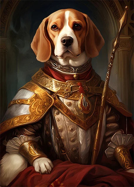 Animal Dog Portrait Art Canvas Painting Dog Dressed King Funny Posters and Prints Wall Art Pictures for Home Living Room Decor Petoria Store