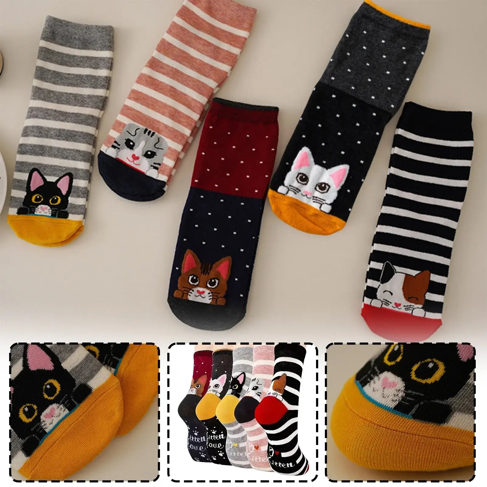 Katzen Baumwollsocken Set