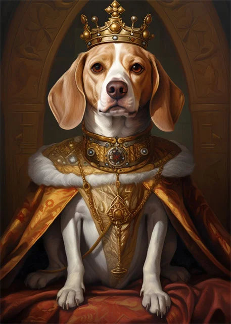 Animal Dog Portrait Art Canvas Painting Dog Dressed King Funny Posters and Prints Wall Art Pictures for Home Living Room Decor Petoria Store