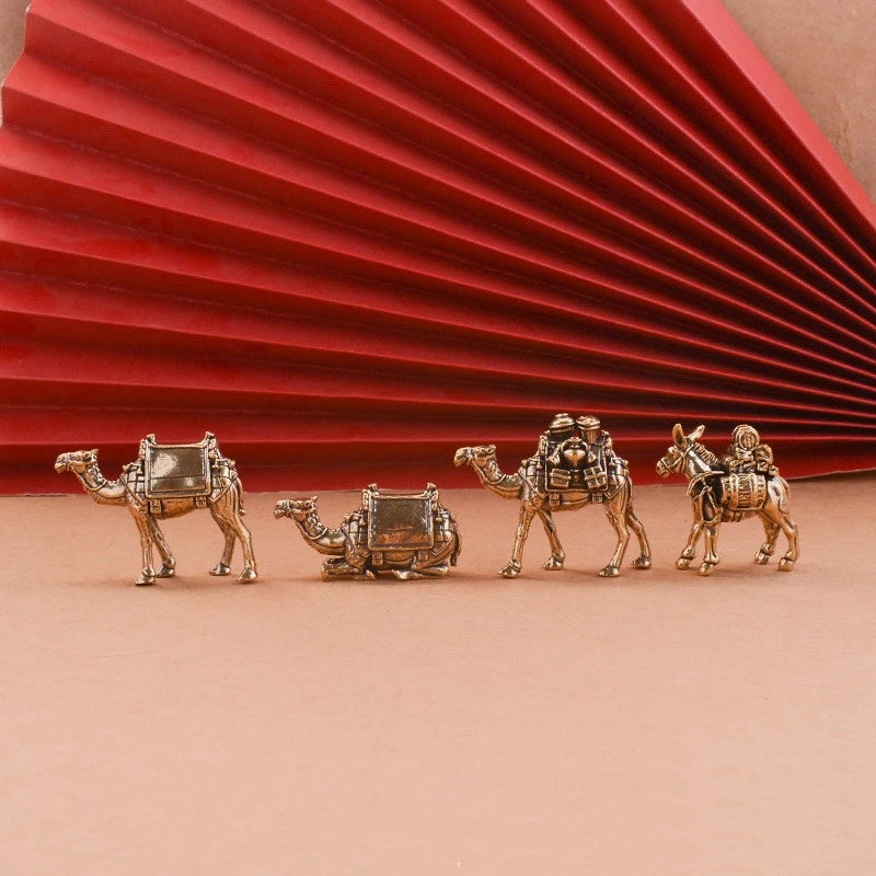 Brass Donkey Small Ornament Antique Copper Camel Animal Equus Asinus Miniature Figurines Home Desktop Decoration Accessories Petoria Store