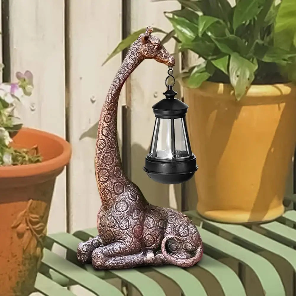 Cute Giraffe Solar Light Garden Statue Animal Figurine Lantern Giraffe Sculpture Animal Resin Statue Backyard Art Craft Ornament Petoria Store