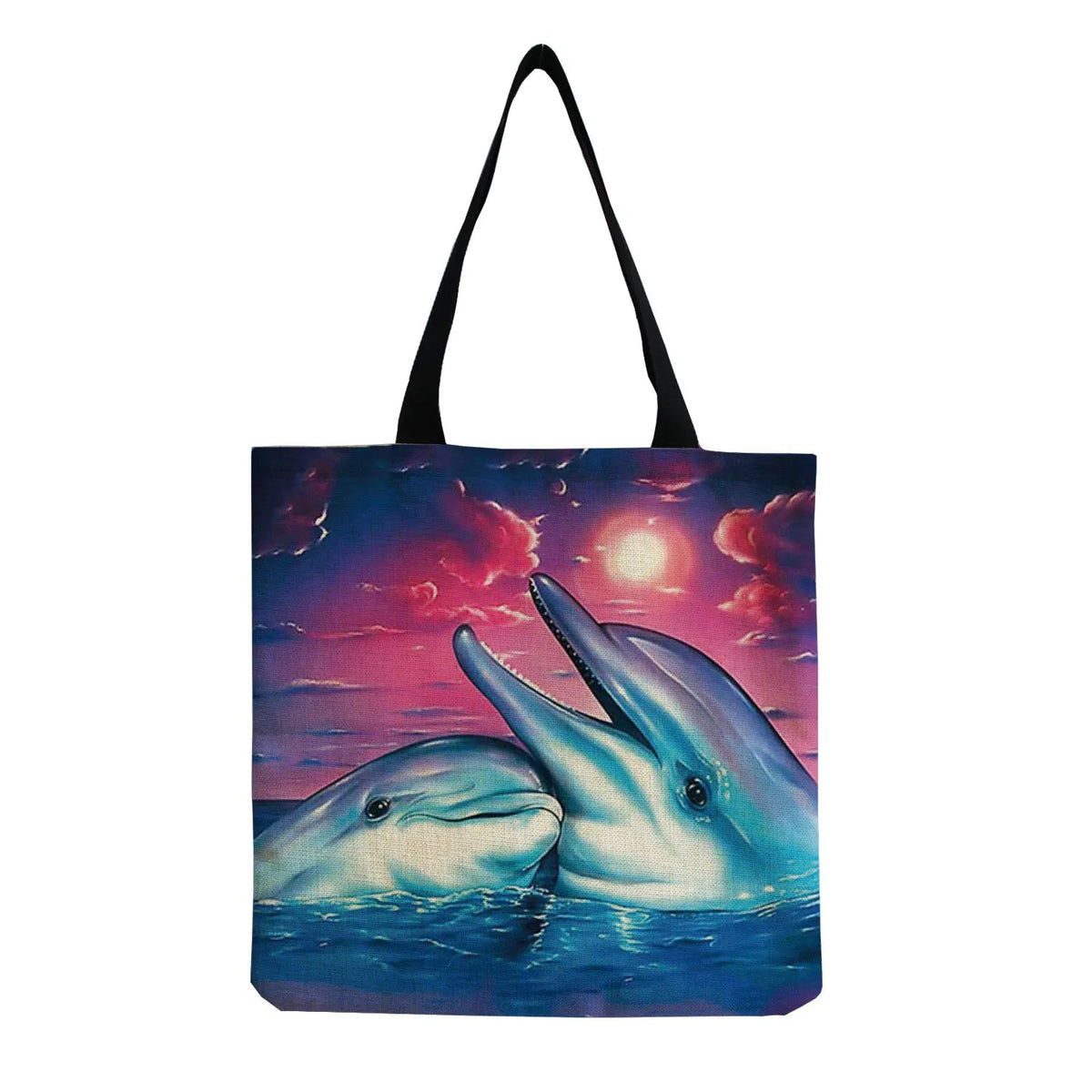 Cartoon Cute Dinosaur Printed Tote Linen Personality Girl Shoulder Bag Large Capacity Travel Storage Packs Women Shopping Bag Petoria Store