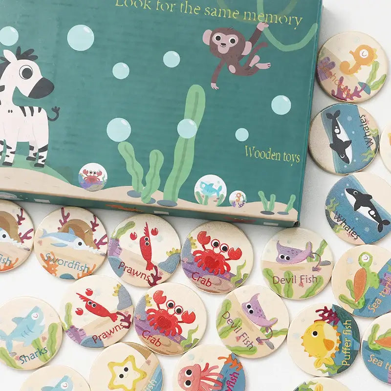 Holz Memory-Spiel mit Tiermotiven für Kinder