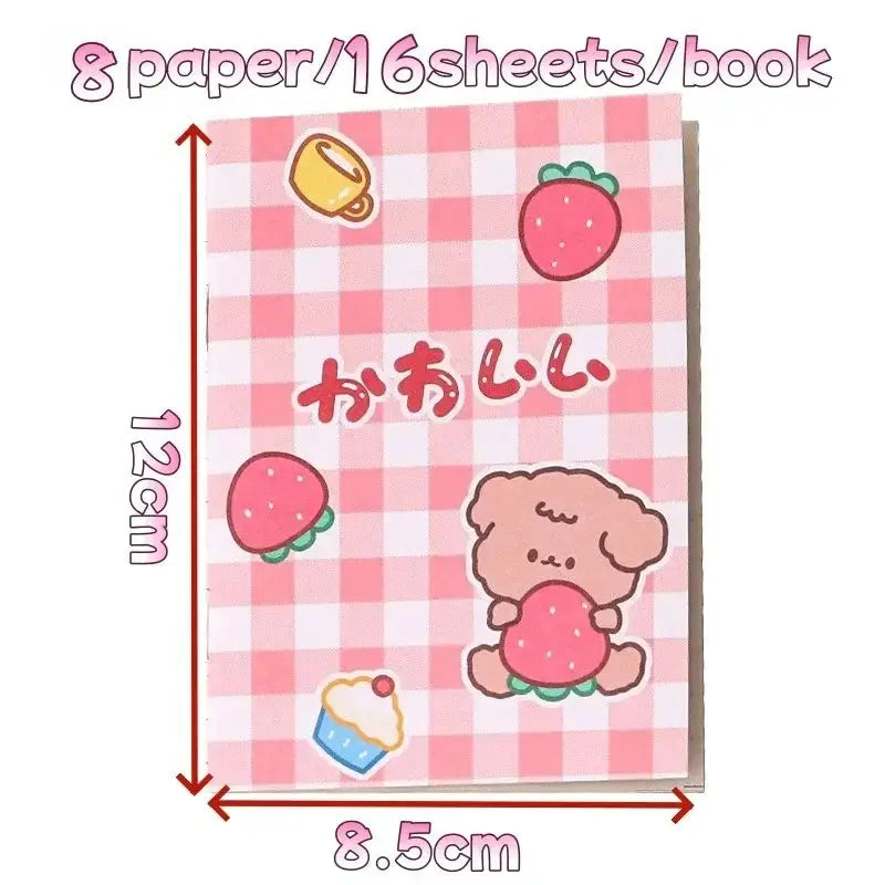 Kawaii Cartoon Mini-Notizbücher mit bunten Motiven, 8,5 cm x 12 cm, ideal für Notizen und kreative Ideen.