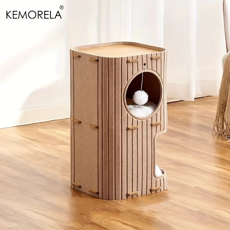 3D Tree-Shaped Cat Condo Large Space Pet Cat Tree with Scratching Posts & Hanging Toys Felt Space-Saving Detachable for Cats Petoria Store