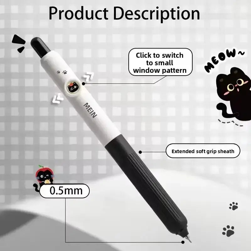 Produktbeschreibung für Gelstifte Katzenmotiv Set 4er mit feiner 0,5-mm-Spitze und weichem Griff.