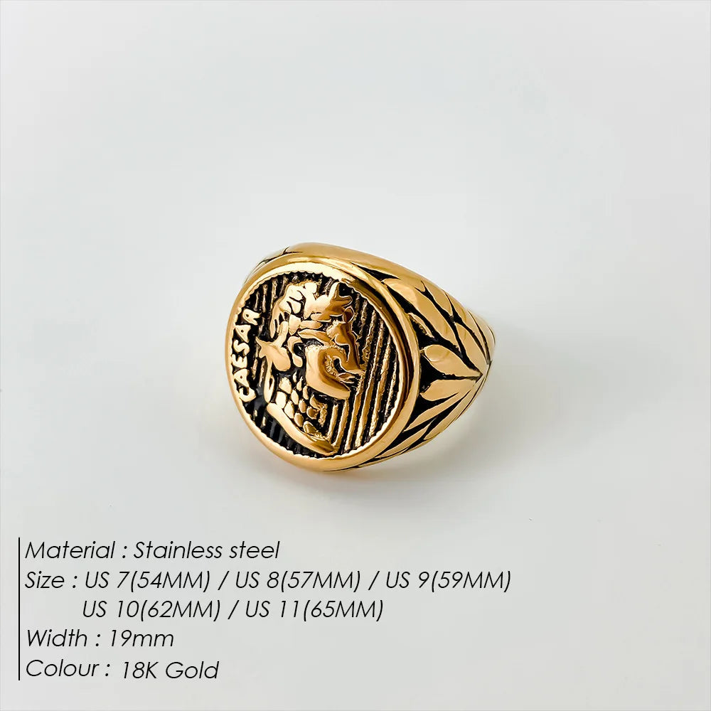 Edelstahl Vintage Ring Herren Klassischer Schmuck Petoria