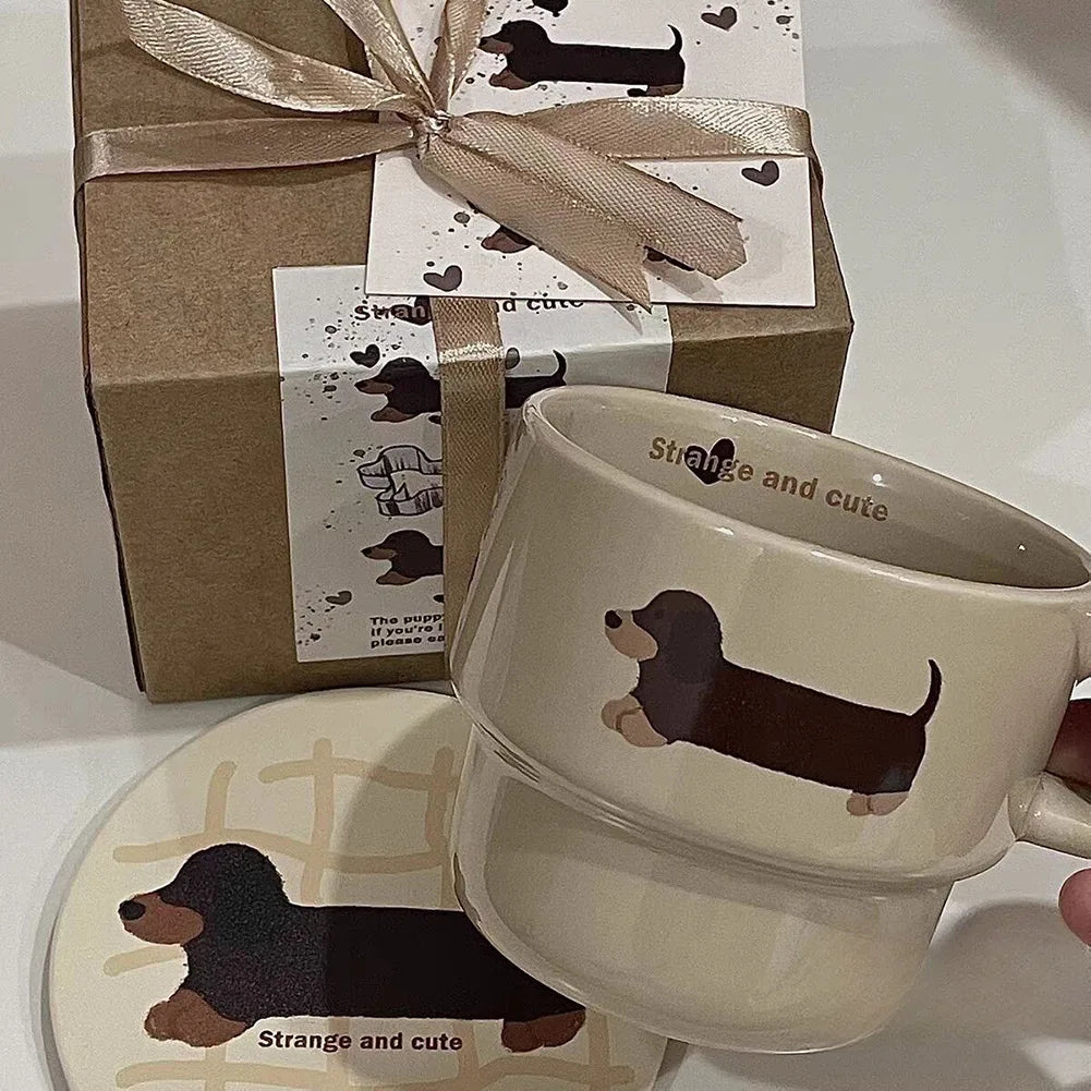 Dackel Keramiktasse Lustiger Kaffeebecher Premium