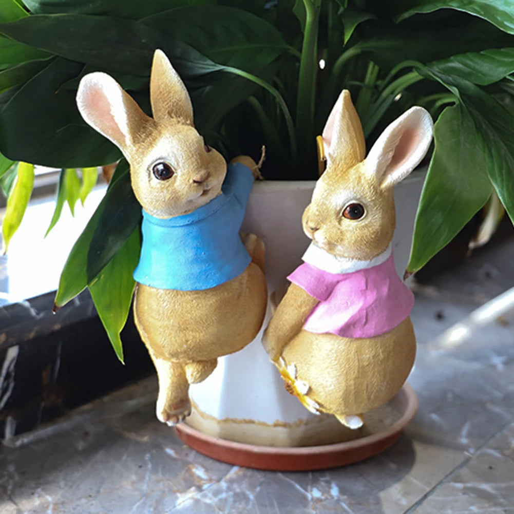 Cute Rabbit Figurine Decoration Garden Supplies Resin Flower Pot Pendant Craft Handicraft Gifts for Garden Flowers Pot Petoria Store