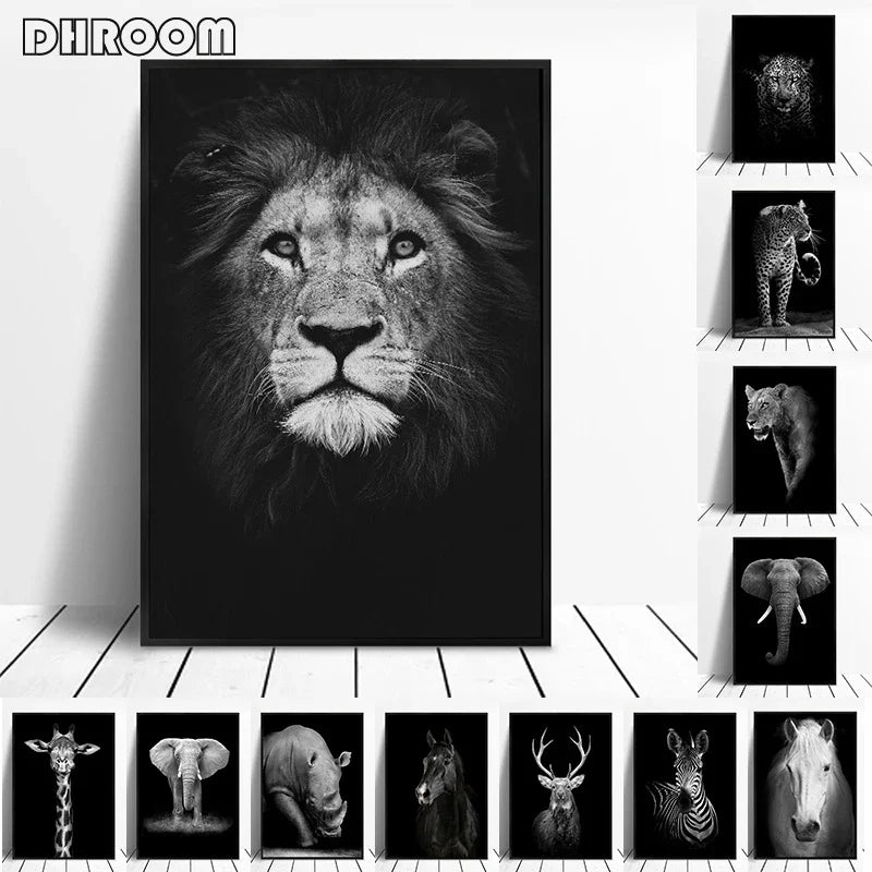 Canvas Painting Animal Wall Art Lion Elephant Deer Zebra Posters and Prints Wall Pictures for Living Room Decoration Home Decor Petoria Store