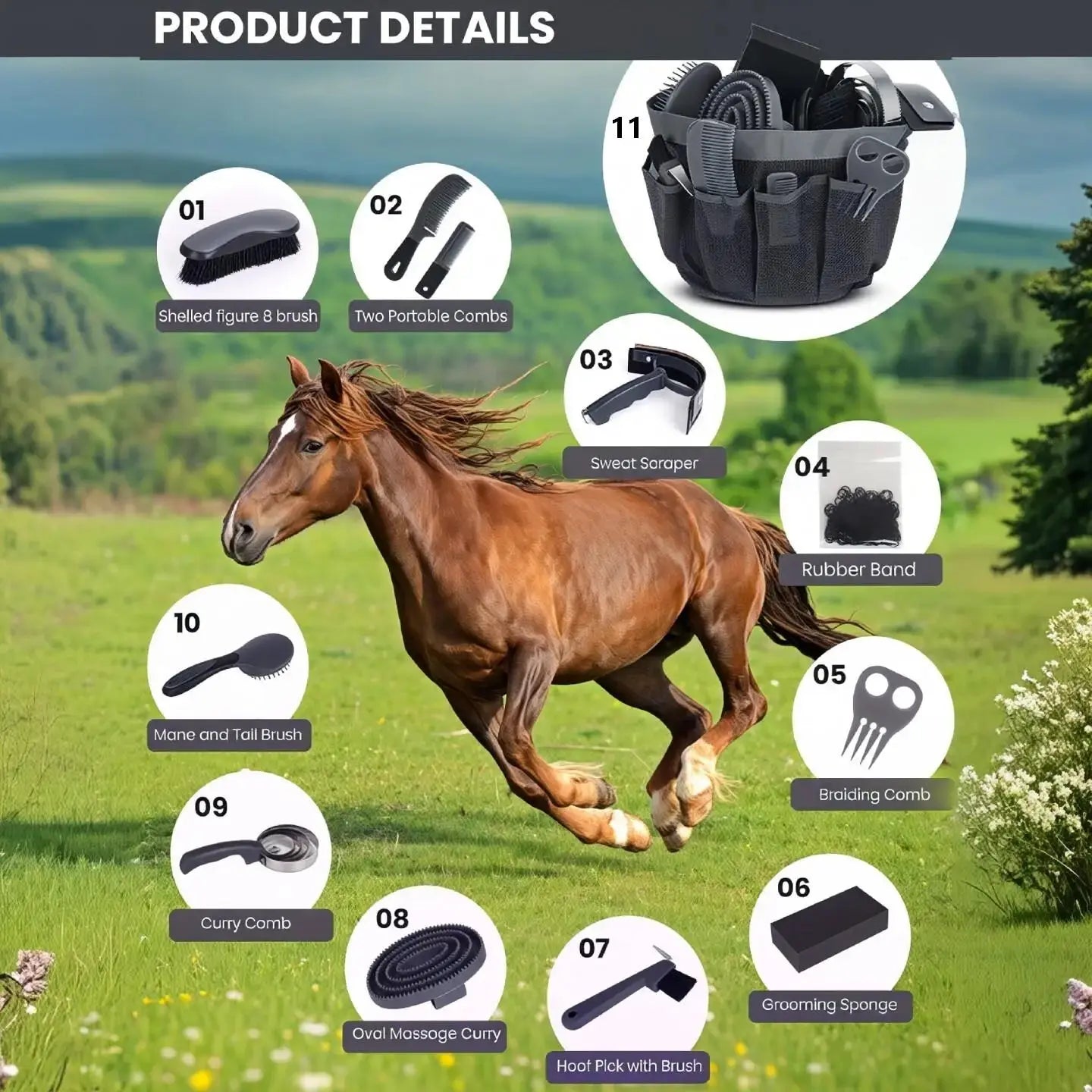 Premium Pferdepflege Set Petoria