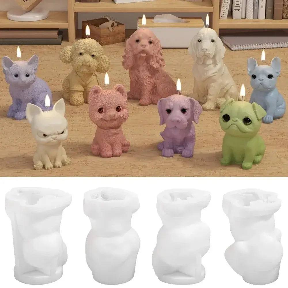 3D Hunde Silikonform für DIY Kerzen Kreativ