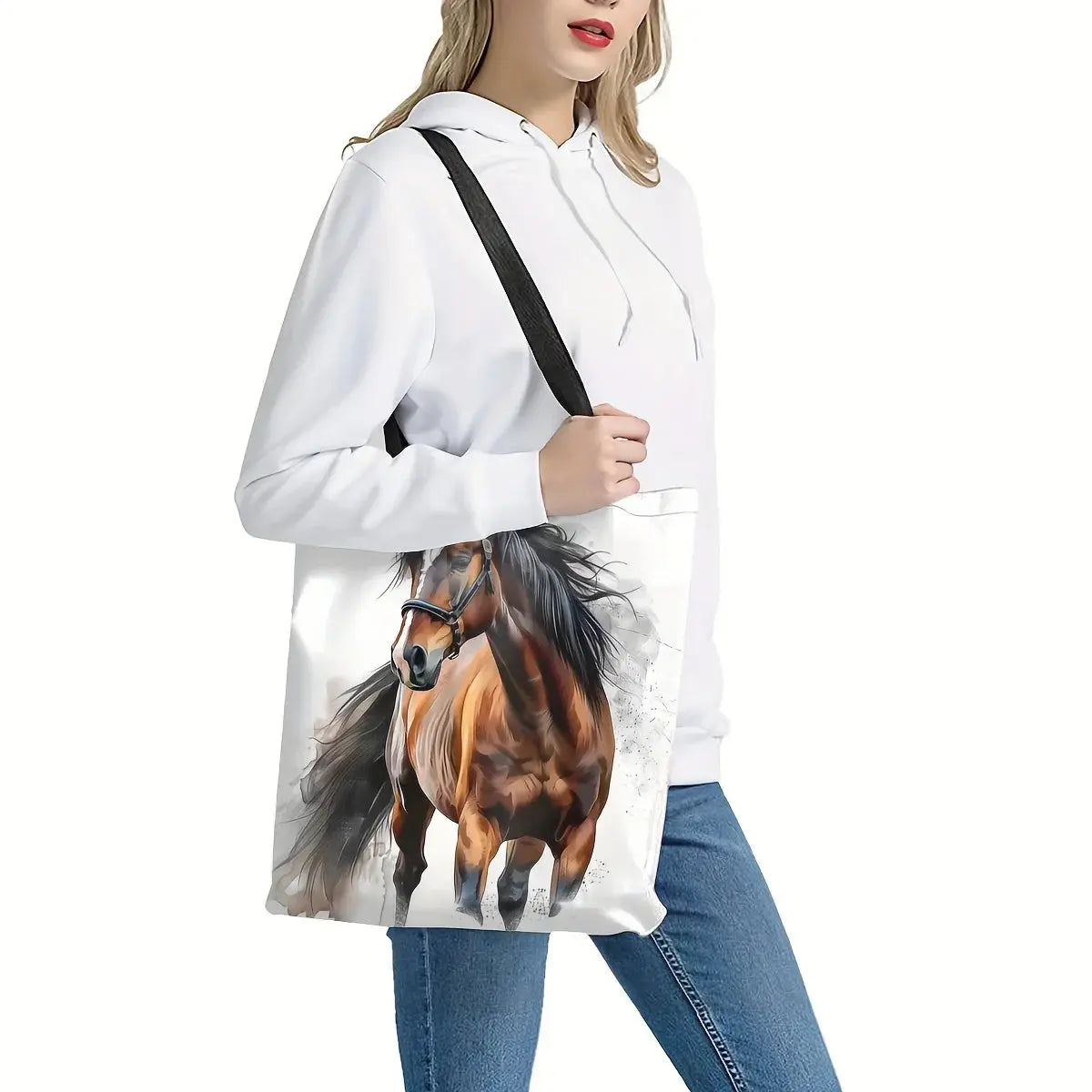 Premium Tragetasche mit Pferde Motiv aus Leinen Petoria