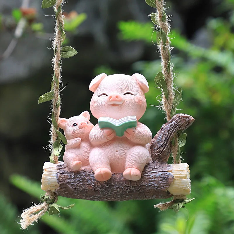 Garden Animal Pendant Cute Parent-child Resin Hanging Piece Horticulture Decoration Ornament Landscape Warm Lovers Hangings Petoria Store