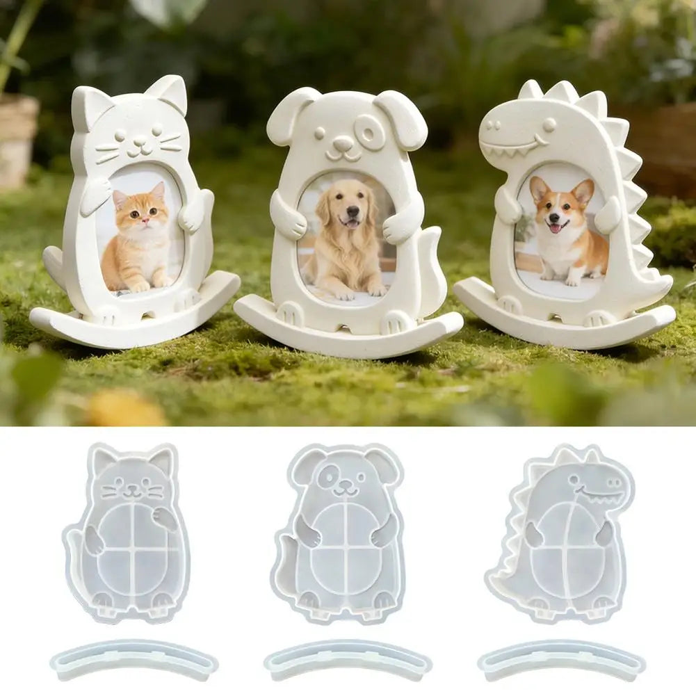 Kitten & Puppy Seesaw Photo Frame Silicone Mold, Epoxy Resin Photo Frame Set Mould, DIY Interlocking Pet Picture Frame Decor Petoria Store
