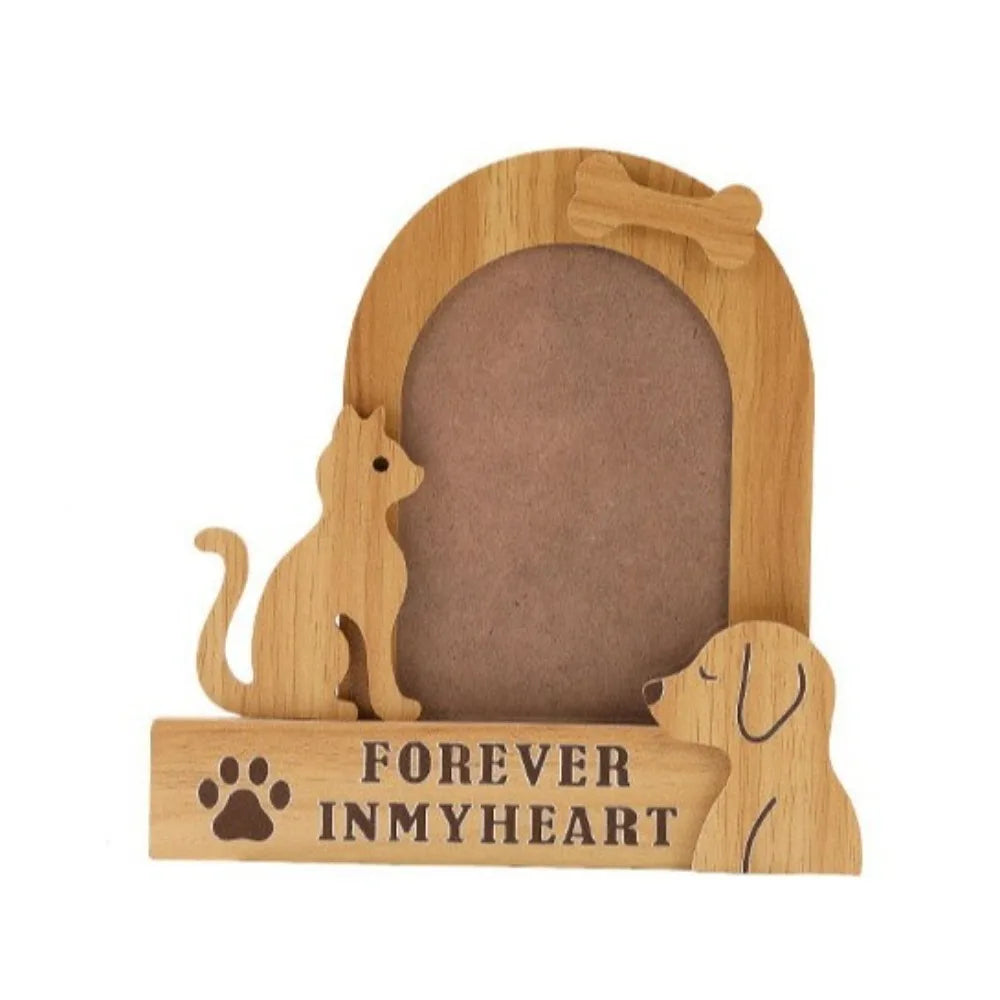 Commemorative Ornaments Wood Pet Photo Frame Handmade Dog/Cat Shape Cat Keepsake Frame Cartoon Pet Photo Display Bedroom Display Petoria Store