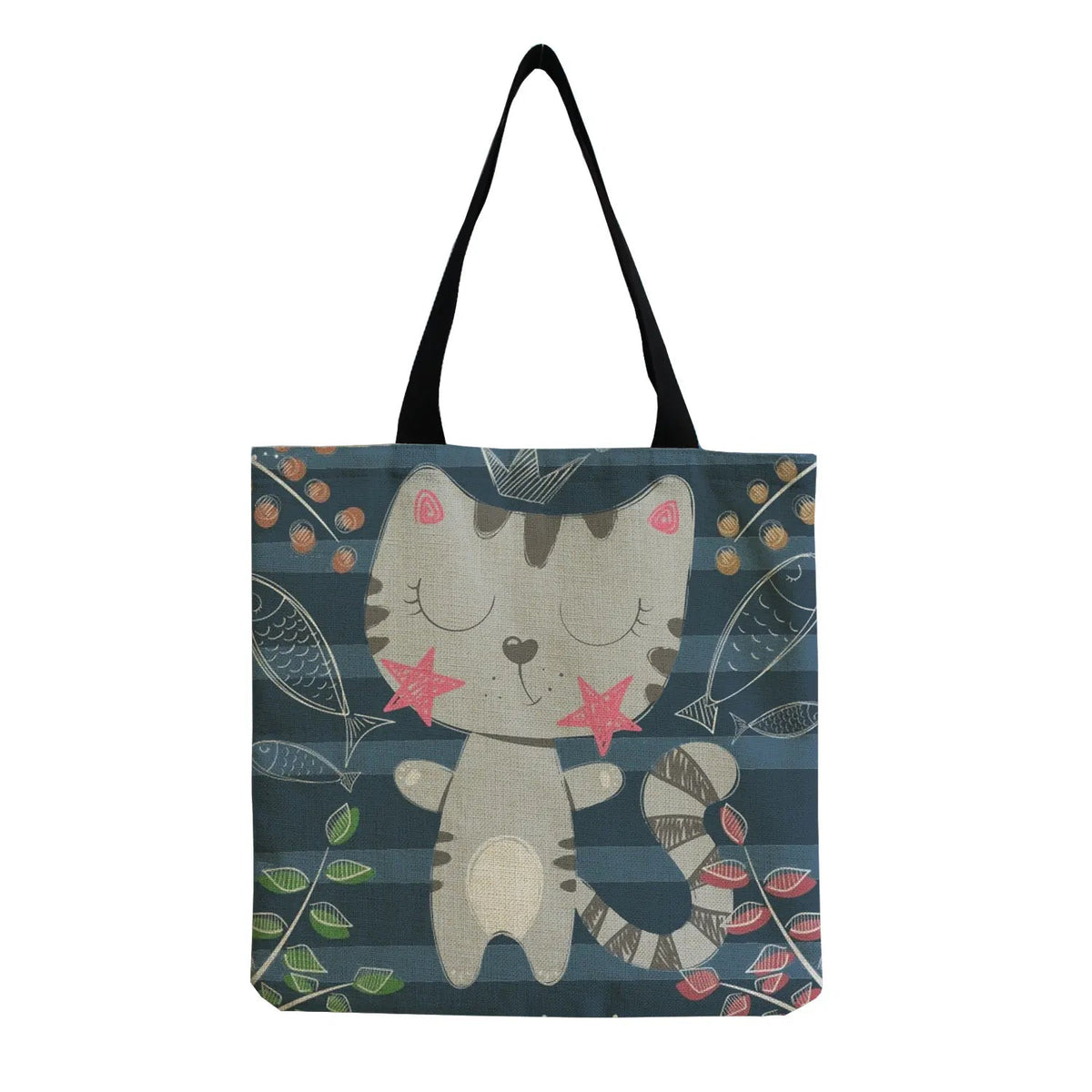 Cartoon Cute Dinosaur Printed Tote Linen Personality Girl Shoulder Bag Large Capacity Travel Storage Packs Women Shopping Bag Petoria Store