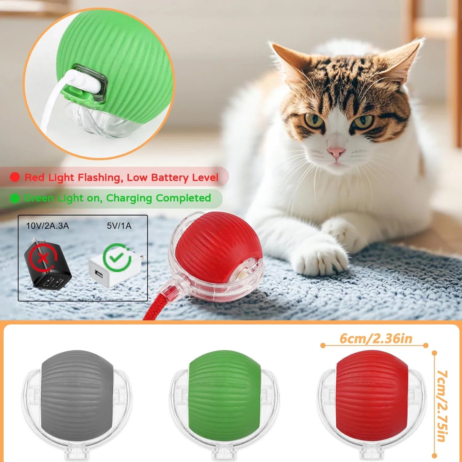 Interaktiver Katzenball mit Schwanz