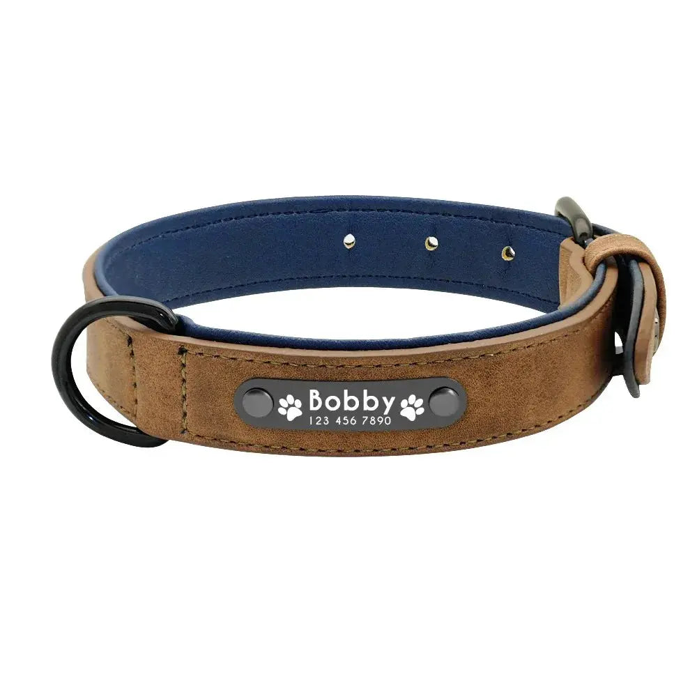 Personalisiertes Leder-Hundehalsband mit Namensschild Petoria