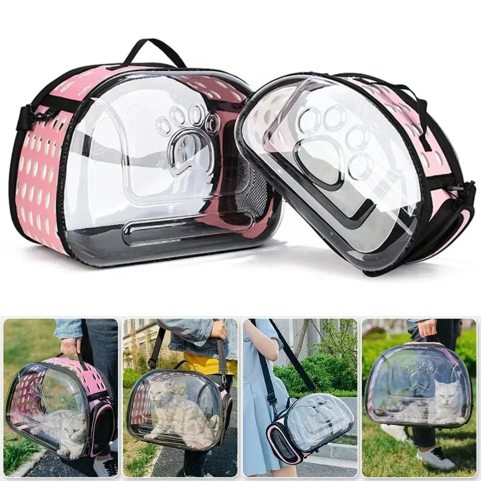 🐾 Petoria® Premium Transparente Haustier-Tragetasche für Hunde & Katzen – Faltbar, Atmungsaktiv & Reisefreundlich