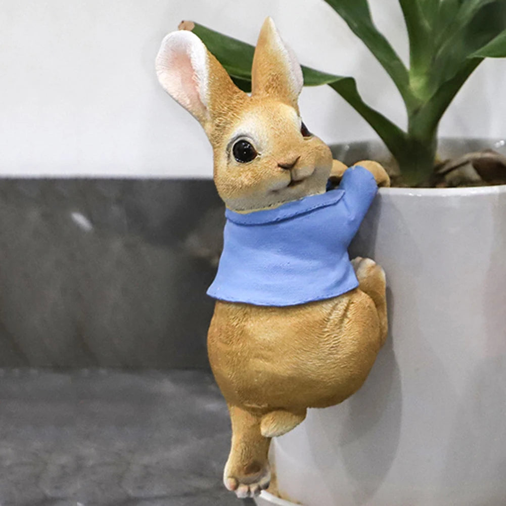 Cute Rabbit Figurine Decoration Garden Supplies Resin Flower Pot Pendant Craft Handicraft Gifts for Garden Flowers Pot Petoria Store