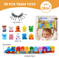 Lernspielzeug für Kleinkinder, Nutztiere, Zugset mit Fingerpuppen, farblich passendes Spielzeug zum Entsperren von Scheunen, Feinmotorikspiel, Zählspielzeug