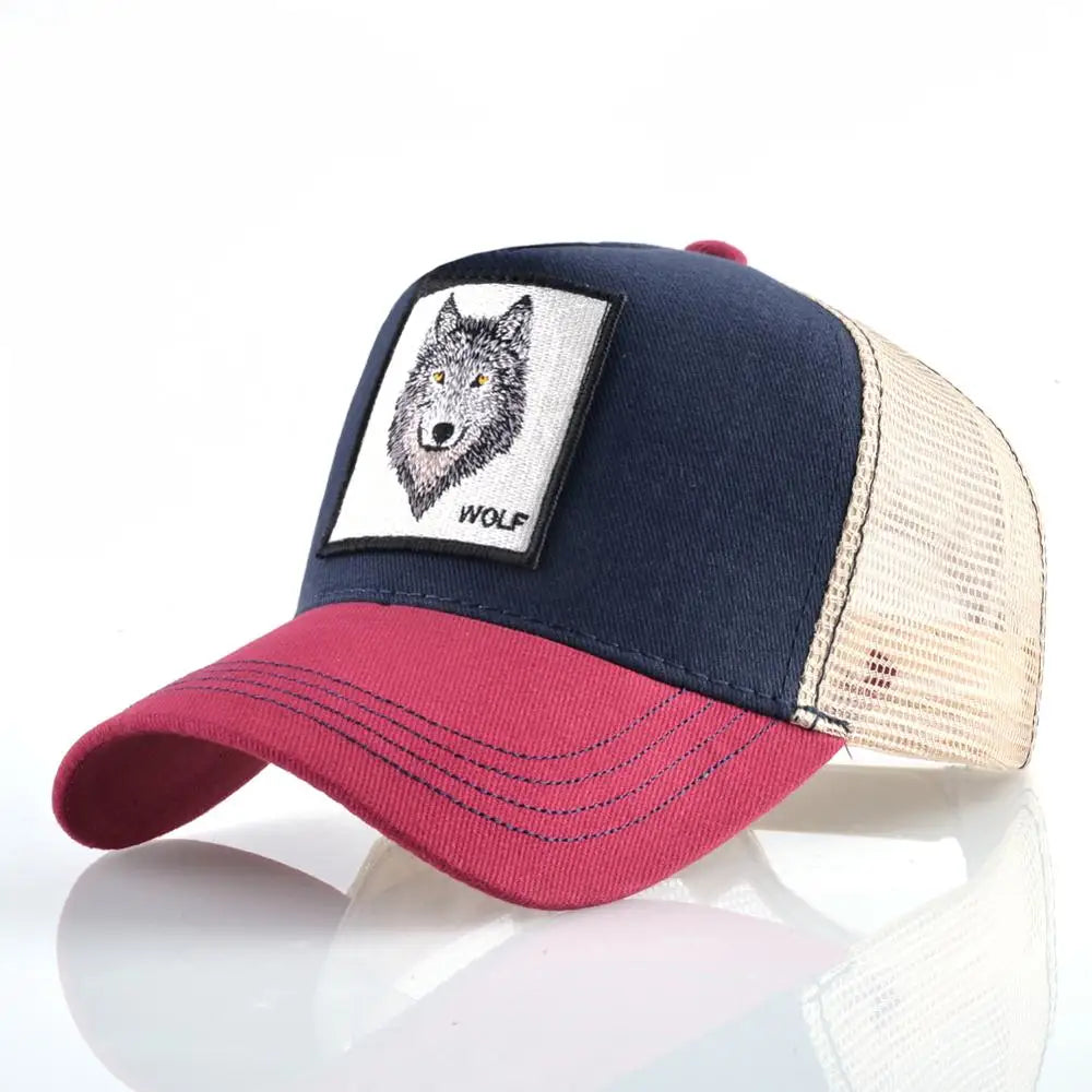 Mode Tiere Stickerei Baseball Caps Männer Frauen Snapback Hip Hop Hut Sommer Atmungsaktive Mesh Sonne Gorras Unisex Streetwear Knochen