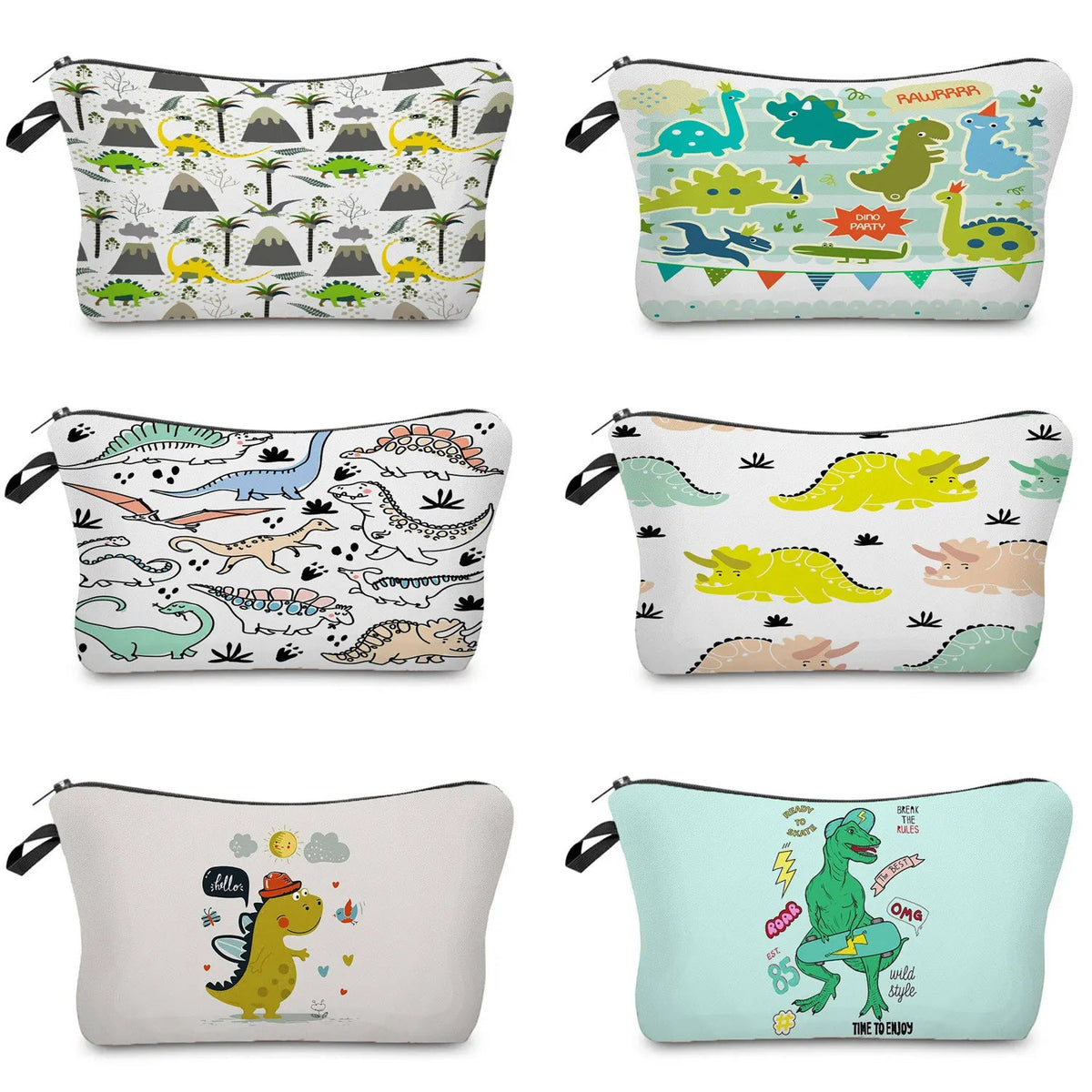 Cartoon Cute Dinosaur Printed Tote Linen Personality Girl Shoulder Bag Large Capacity Travel Storage Packs Women Shopping Bag Petoria Store