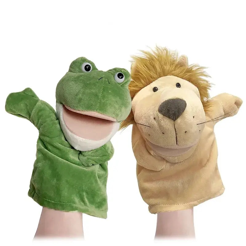 🦖 Petoria™ Tier Handpuppe Deluxe mit Frosch und Löwen Handpuppen für kreatives Spielen und Rollenspiele.