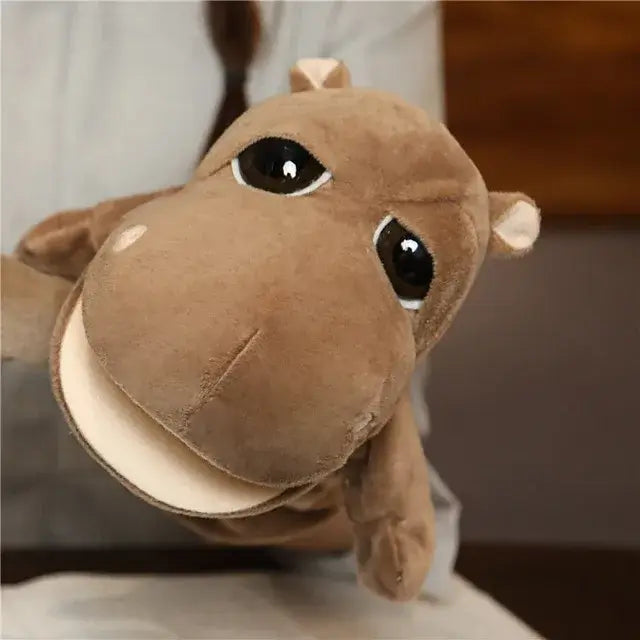 Weiche Handpuppe eines Nilpferds aus der Petoria™ Tier Handpuppe Deluxe für kreatives Spielen und Rollenspiele.