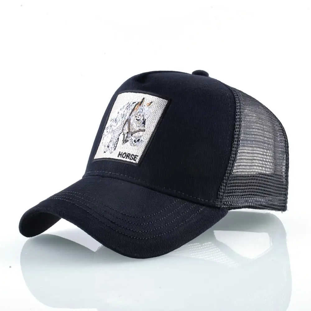 Mode Tiere Stickerei Baseball Caps Männer Frauen Snapback Hip Hop Hut Sommer Atmungsaktive Mesh Sonne Gorras Unisex Streetwear Knochen
