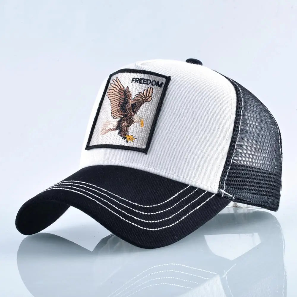 Mode Tiere Stickerei Baseball Caps Männer Frauen Snapback Hip Hop Hut Sommer Atmungsaktive Mesh Sonne Gorras Unisex Streetwear Knochen