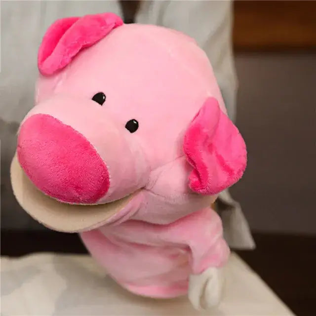 🦖 Petoria™ Tier Handpuppe Deluxe – niedliche, rosa Handpuppe in Form eines Schweins, ideal für Rollenspiele und kreative Geschichten.