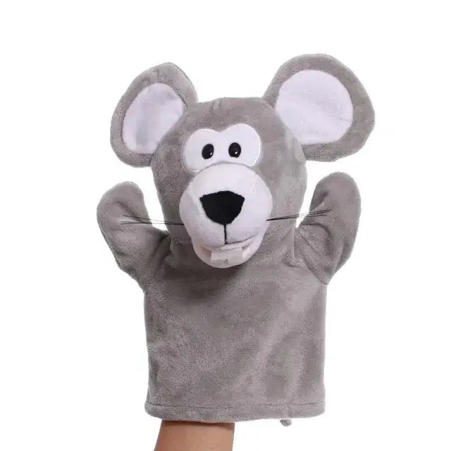 🦖 Petoria™ Tier Handpuppe Deluxe - süße graue Maus-Handpuppe für kreatives Spielen und Rollenspiele.