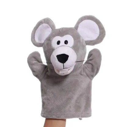 🦖 Petoria™ Tier Handpuppe Deluxe - süße graue Maus-Handpuppe für kreatives Spielen und Rollenspiele.