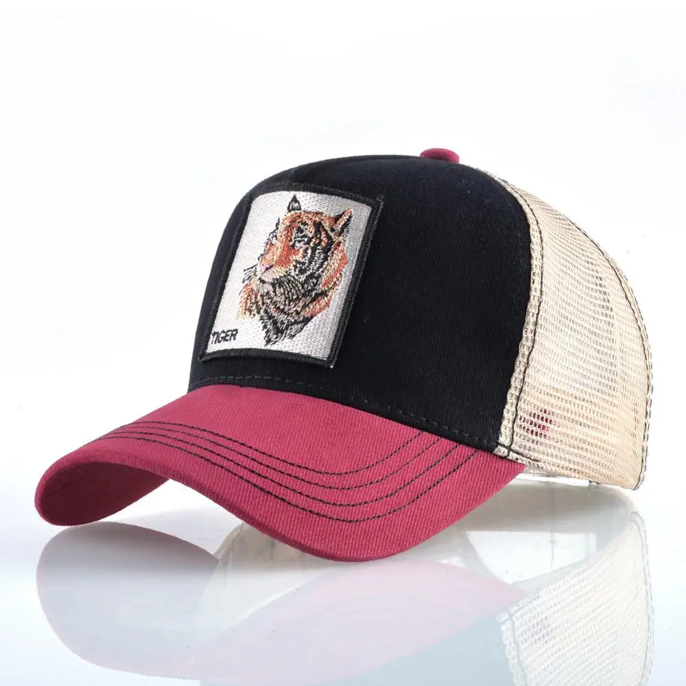 Mode Tiere Stickerei Baseball Caps Männer Frauen Snapback Hip Hop Hut Sommer Atmungsaktive Mesh Sonne Gorras Unisex Streetwear Knochen