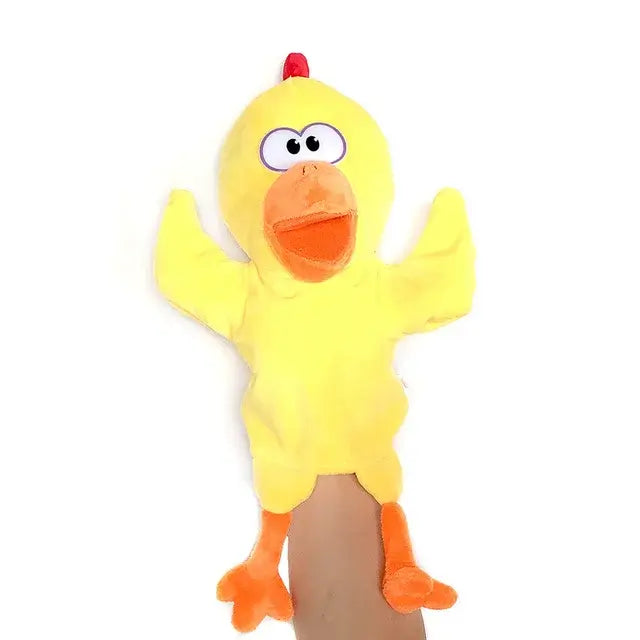 🦖 Petoria™ Tier Handpuppe Deluxe - gelbe Handpuppe in Form eines lebhaften, lustigen Huhns, ideal für Rollenspiele und Kreativität.
