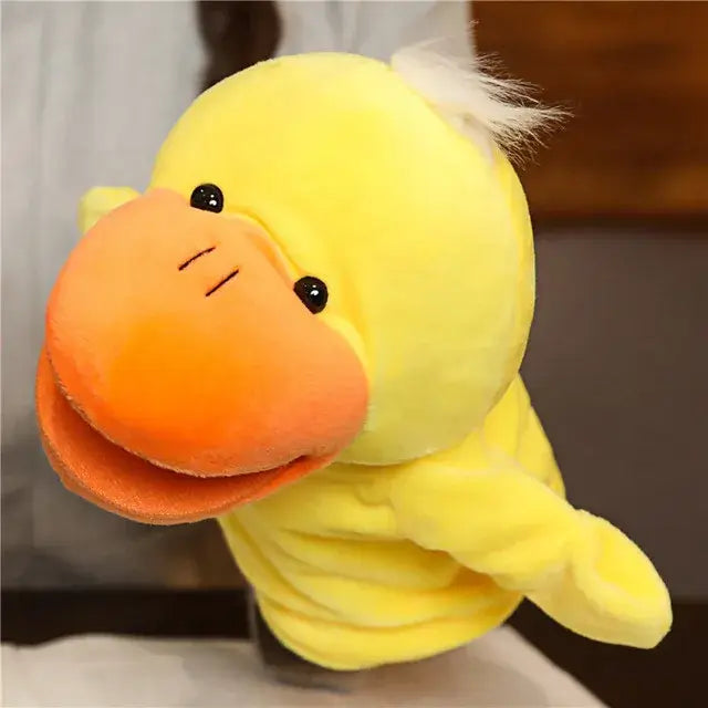 🦖 Petoria™ Tier Handpuppe Deluxe in Form einer gelben Enten-Handpuppe, ideal für kreatives Spiel und Rollenspiele.