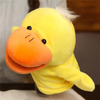 🦖 Petoria™ Tier Handpuppe Deluxe in Form einer gelben Enten-Handpuppe, ideal für kreatives Spiel und Rollenspiele.