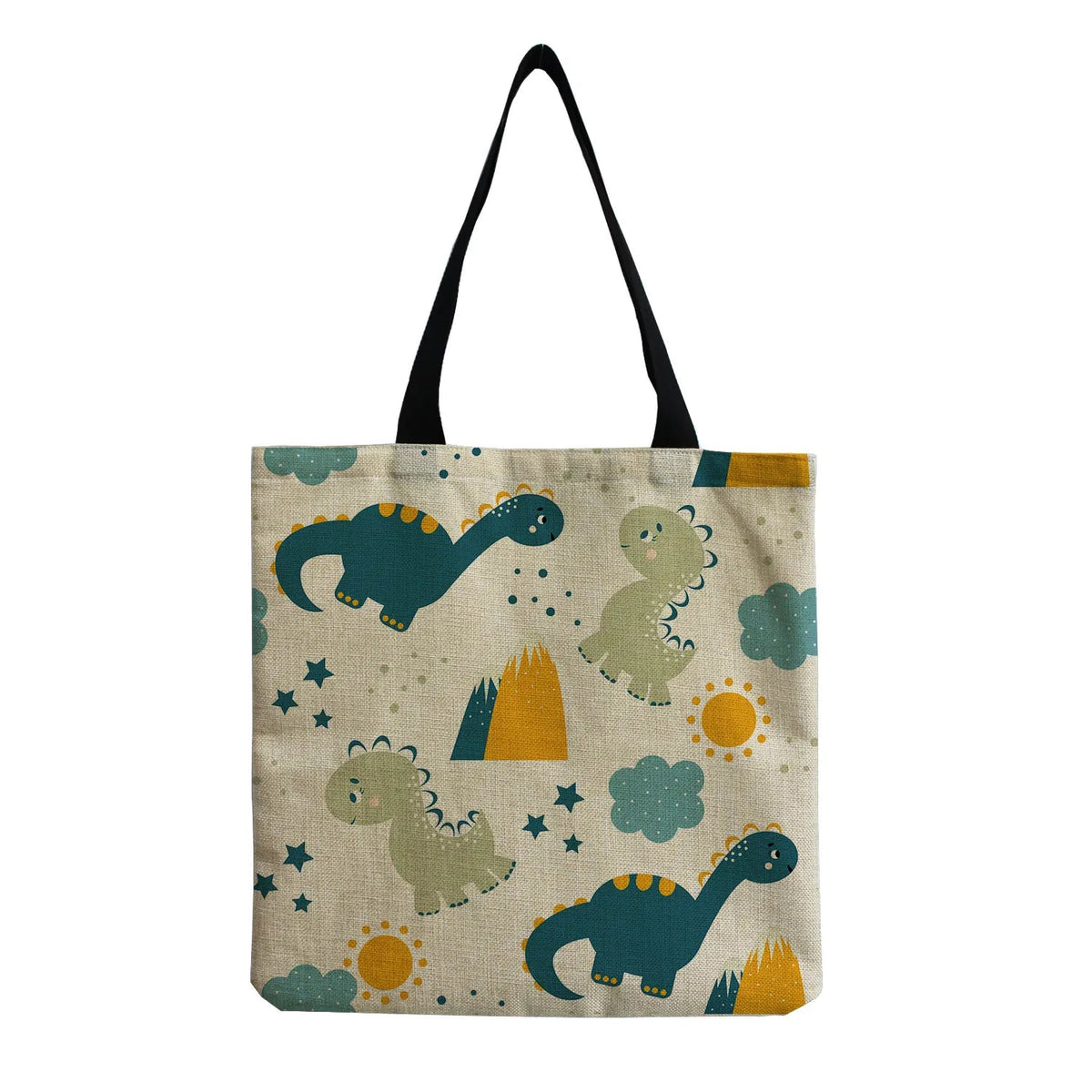 Cartoon Cute Dinosaur Printed Tote Linen Personality Girl Shoulder Bag Large Capacity Travel Storage Packs Women Shopping Bag Petoria Store