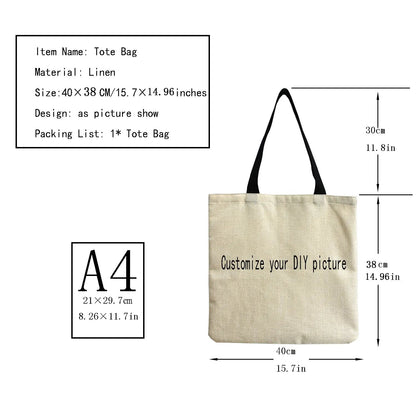 Cartoon Cute Dinosaur Printed Tote Linen Personality Girl Shoulder Bag Large Capacity Travel Storage Packs Women Shopping Bag Petoria Store