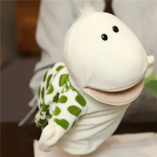 🦖 Petoria™ Tier Handpuppe Deluxe – niedliche Tierhandpuppe in grün für Rollenspiele und kreative Geschichten.