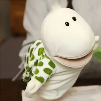 🦖 Petoria™ Tier Handpuppe Deluxe – niedliche Tierhandpuppe in grün für Rollenspiele und kreative Geschichten.