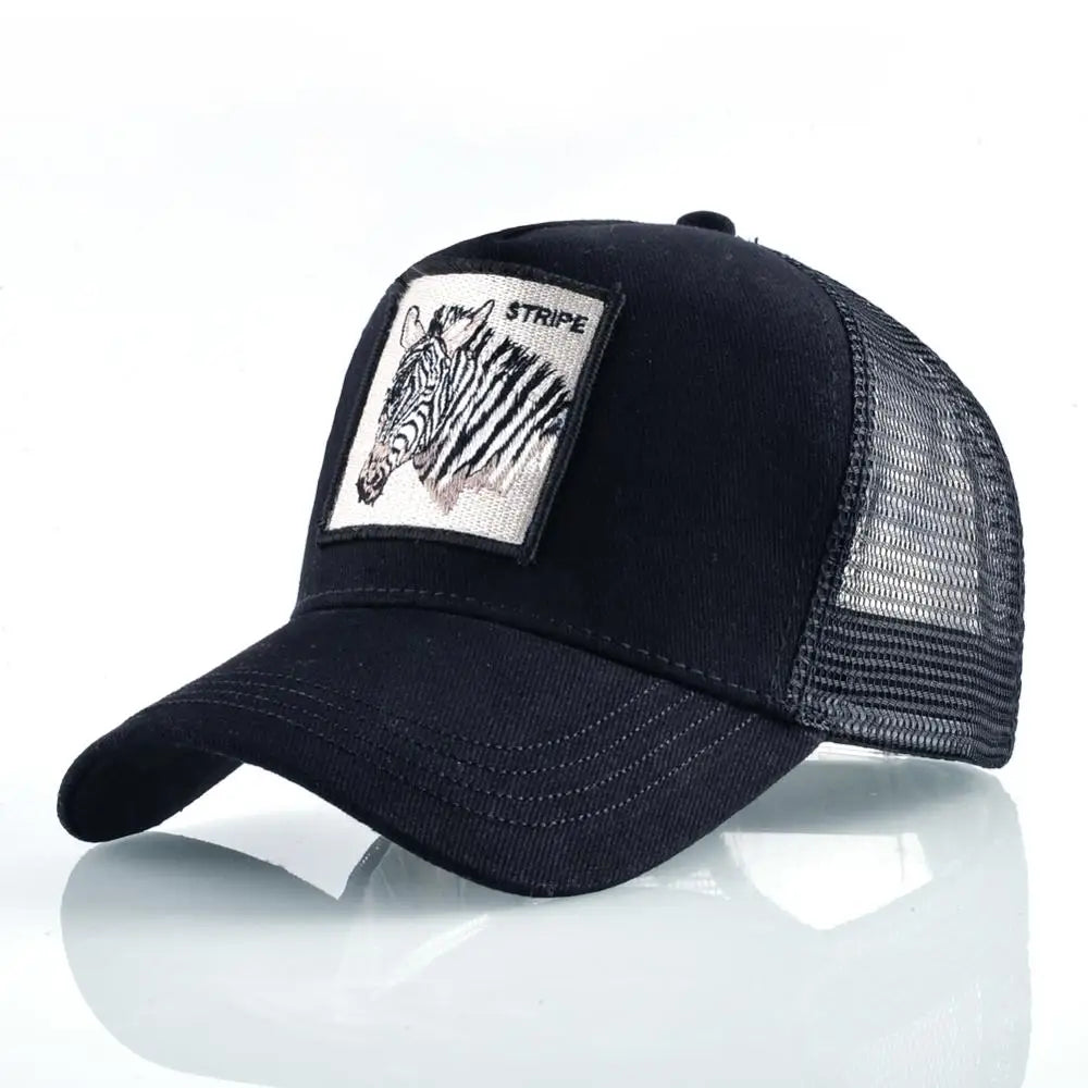 Mode Tiere Stickerei Baseball Caps Männer Frauen Snapback Hip Hop Hut Sommer Atmungsaktive Mesh Sonne Gorras Unisex Streetwear Knochen