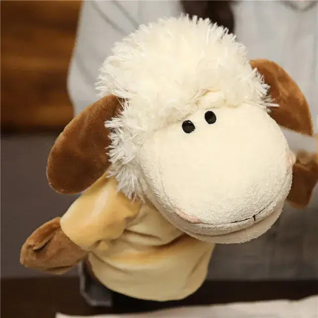 🦖 Petoria™ Tier Handpuppe Deluxe: Fluffy Schaf-Handpuppe für kreatives Rollenspiel und imaginative Geschichten.
