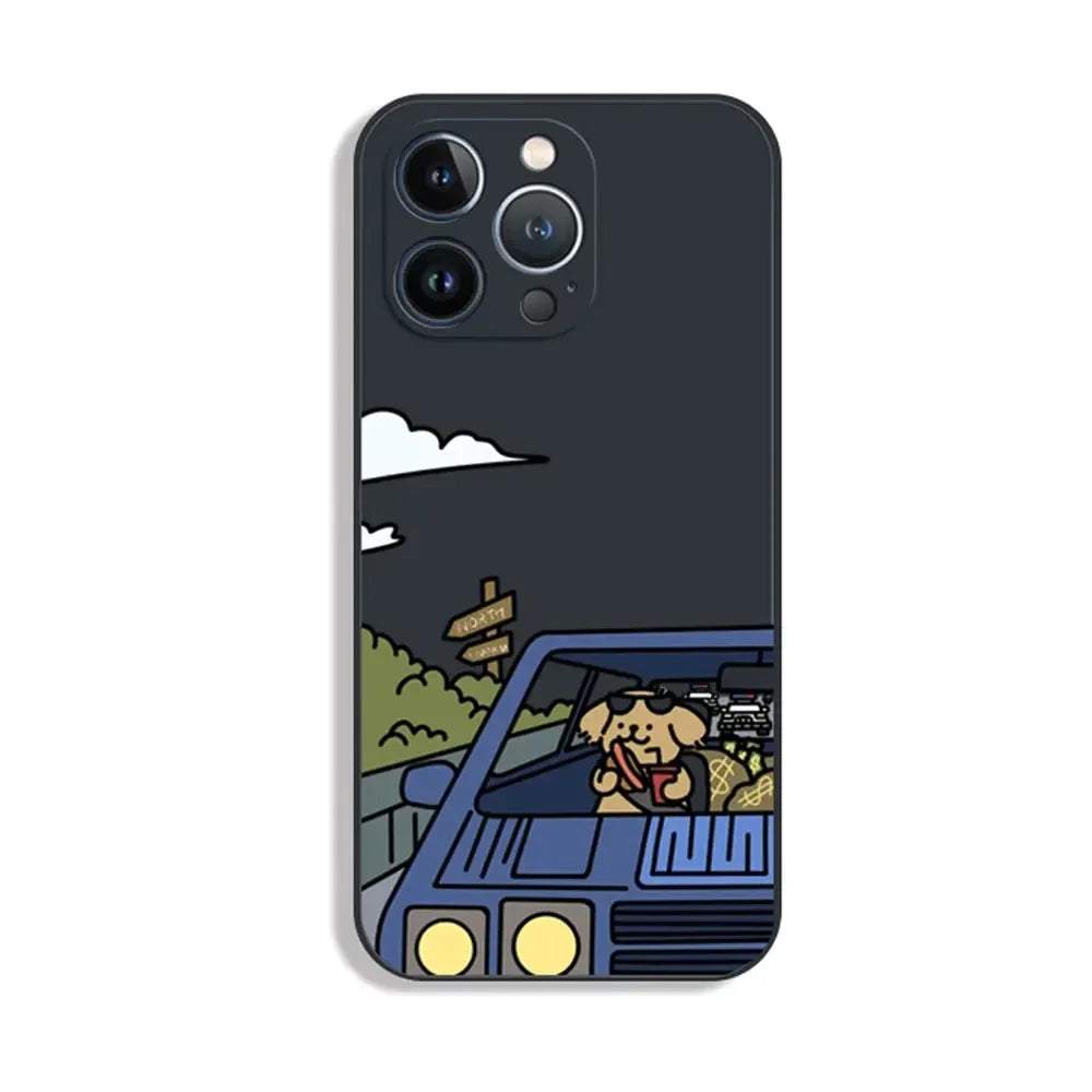 Lustige Cartoon Hund Telefon Fall Für iPhone 13 12 11 14 15 16 Pro Max Mini X XS 7 8 Plus SE Tiere Silikon Weiche Paar Abdeckung Fundas